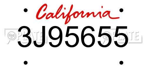 3J95655 California License Plate