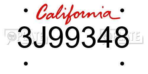 3J99348 California License Plate
