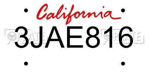 3JAE816 California License Plate