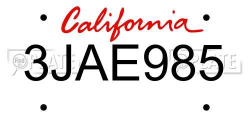 3JAE985 California License Plate