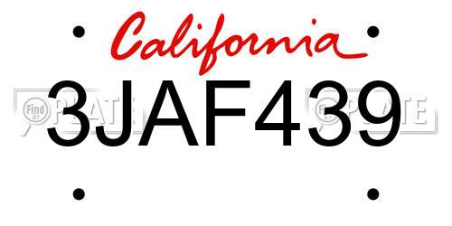 3JAF439 California License Plate