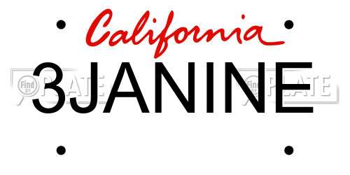 3JANINE California License Plate