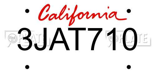 3JAT710 California License Plate