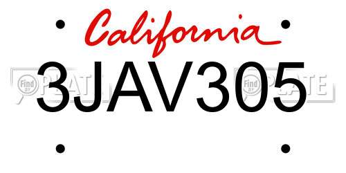 3JAV305 California License Plate