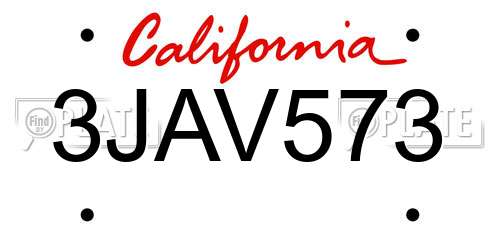 3JAV573 California License Plate