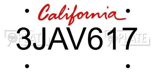 3JAV617 California License Plate