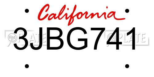 3JBG741 California License Plate