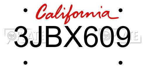 3JBX609 California License Plate