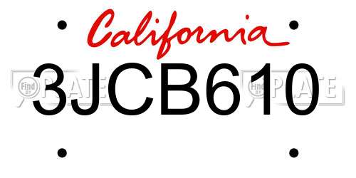 3JCB610 California License Plate