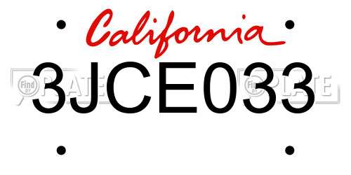 3JCE033 California License Plate