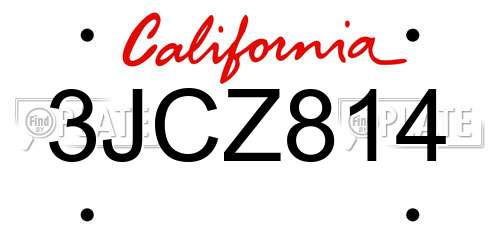 3JCZ814 California License Plate