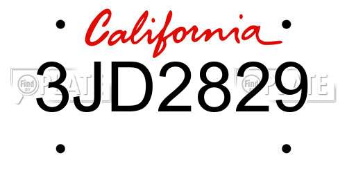3JD2829 California License Plate
