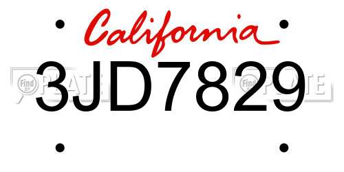 3JD7829 California License Plate