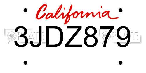 3JDZ879 California License Plate