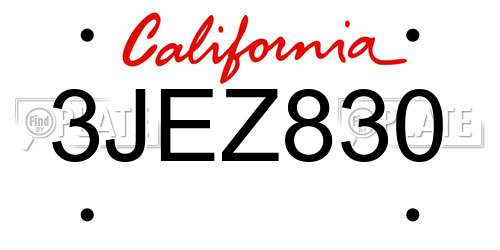 3JEZ830 California License Plate