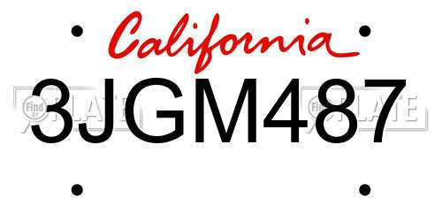 3JGM487 California License Plate