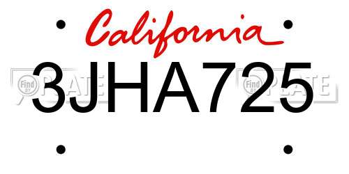 3JHA725 California License Plate