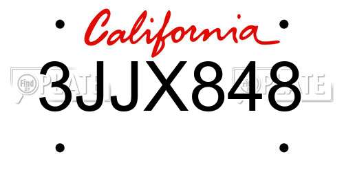 3JJX848 California License Plate