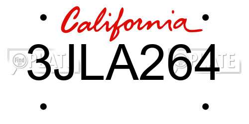 3JLA264 California License Plate