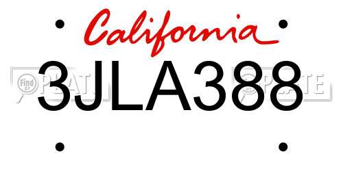 3JLA388 California License Plate