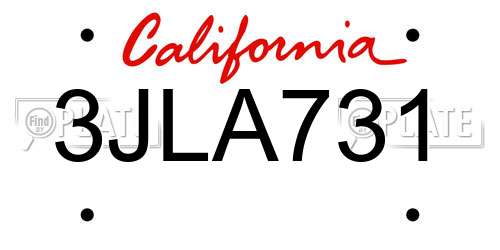3JLA731 California License Plate