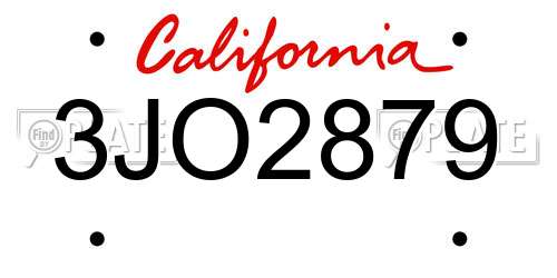 3JO2879 California License Plate