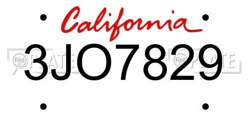 3JO7829 California License Plate