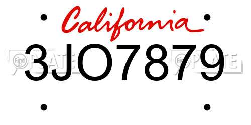 3JO7879 California License Plate