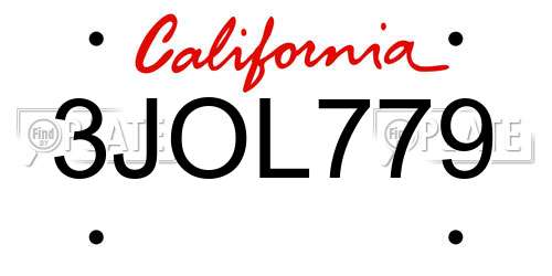 3JOL779 California License Plate