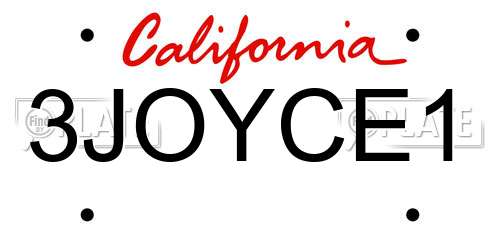 3JOYCE1 California License Plate