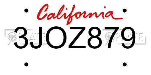 3JOZ879 California License Plate