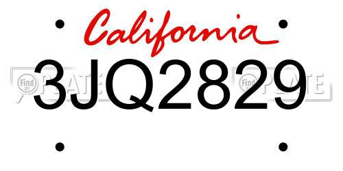 3JQ2829 California License Plate