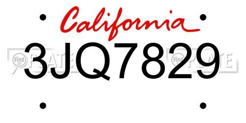 3JQ7829 California License Plate