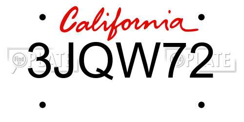 3JQW72 California License Plate