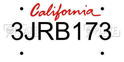3JRB173 California License Plate