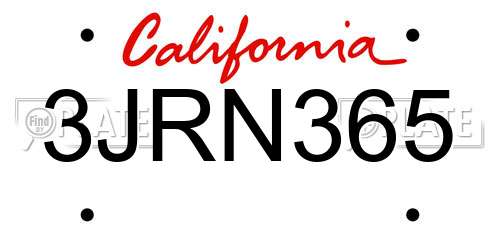 3JRN365 California License Plate