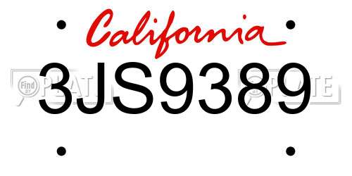 3JS9389 California License Plate