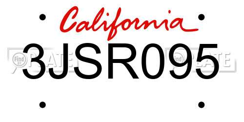 3JSR095 California License Plate