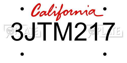 3JTM217 California License Plate