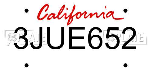 3JUE652 California License Plate