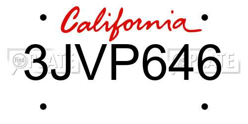 3JVP646 California License Plate
