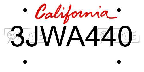 3JWA440 California License Plate