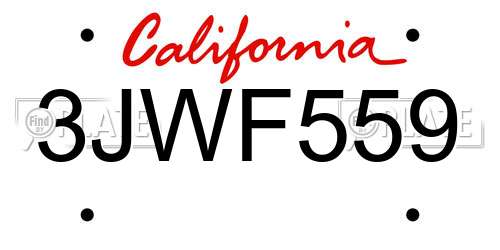 3JWF559 California License Plate
