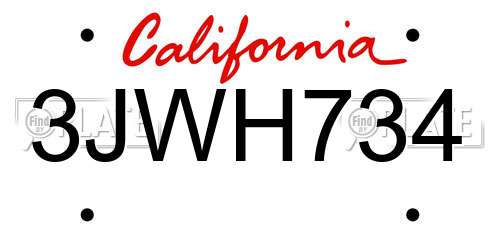 3JWH734 California License Plate