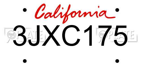 3JXC175 California License Plate