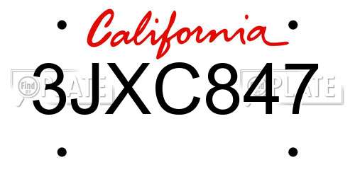 3JXC847 California License Plate