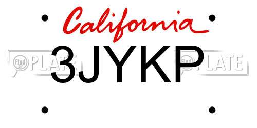 3JYKP California License Plate