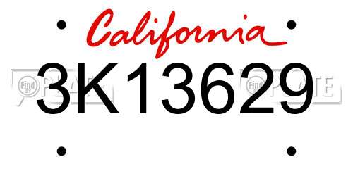 3K13629 California License Plate