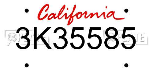 3K35585 California License Plate