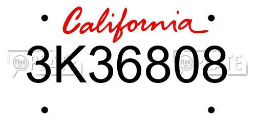 3K36808 California License Plate